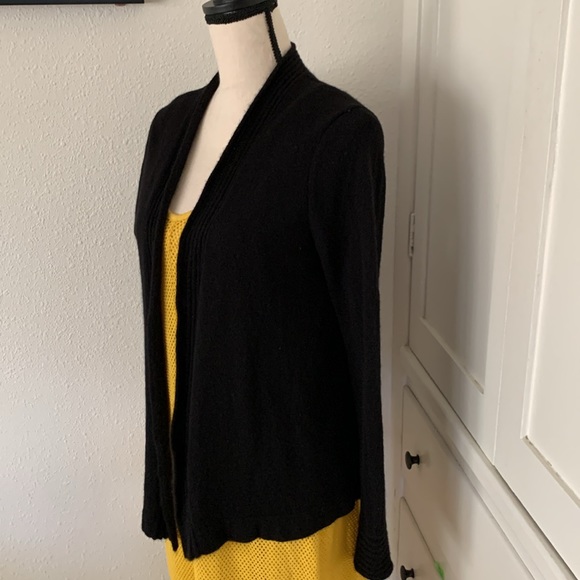 Cashmere charter club luxury open front black cardigan size P/M - Picture 2 of 6